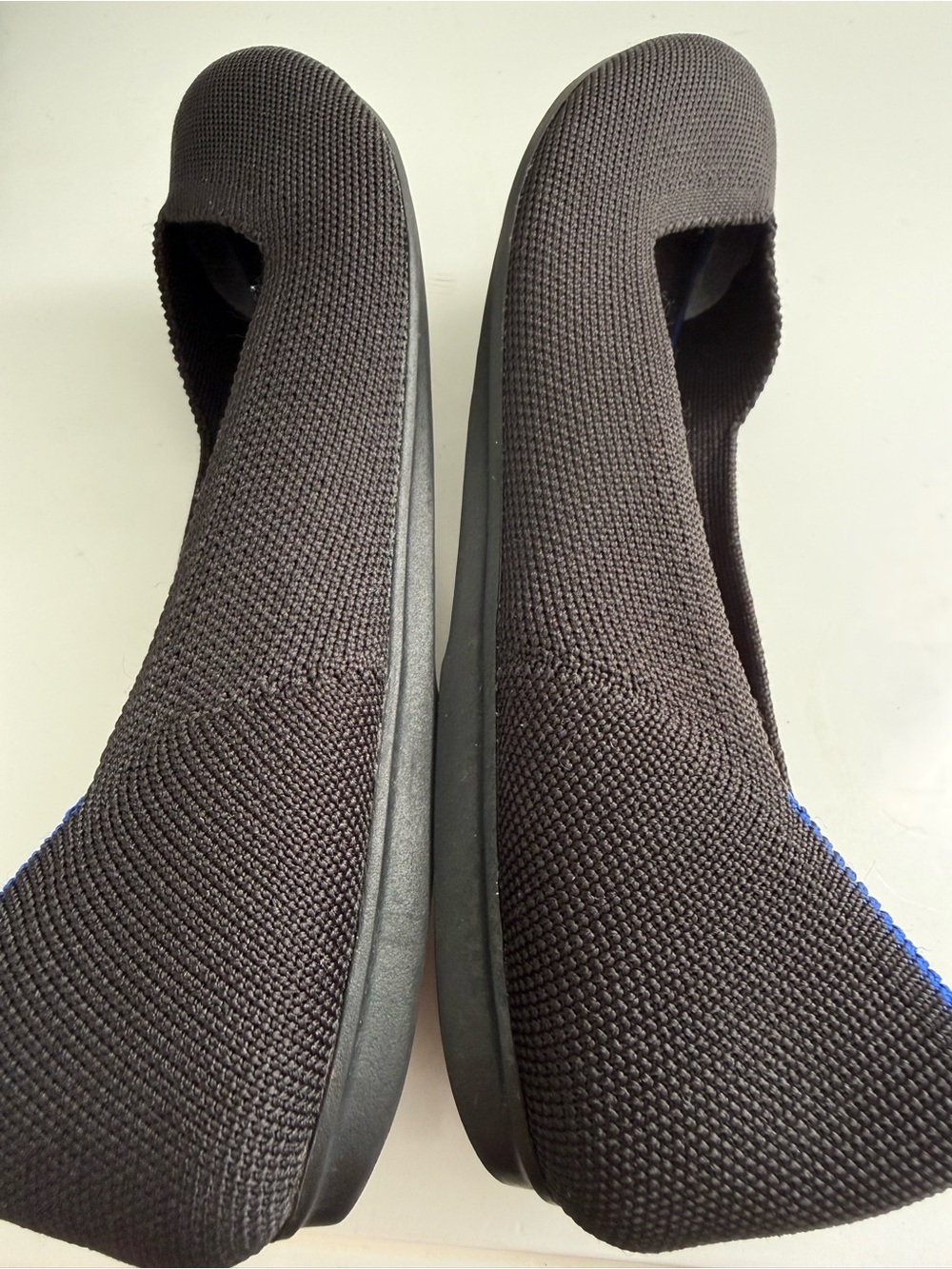 Rothy's the flats round ballet size 8 Black Knit Flats with Blue Trim - Picture 6 of 10